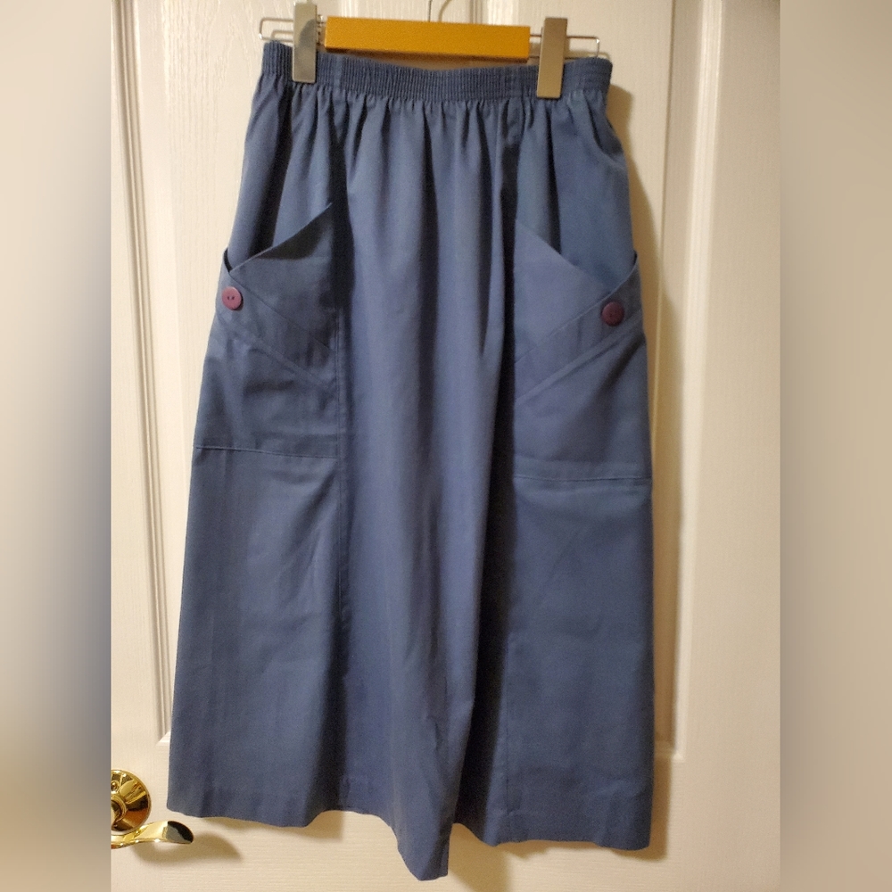 🔴 Slate gray / blue midi skirt with large pockets